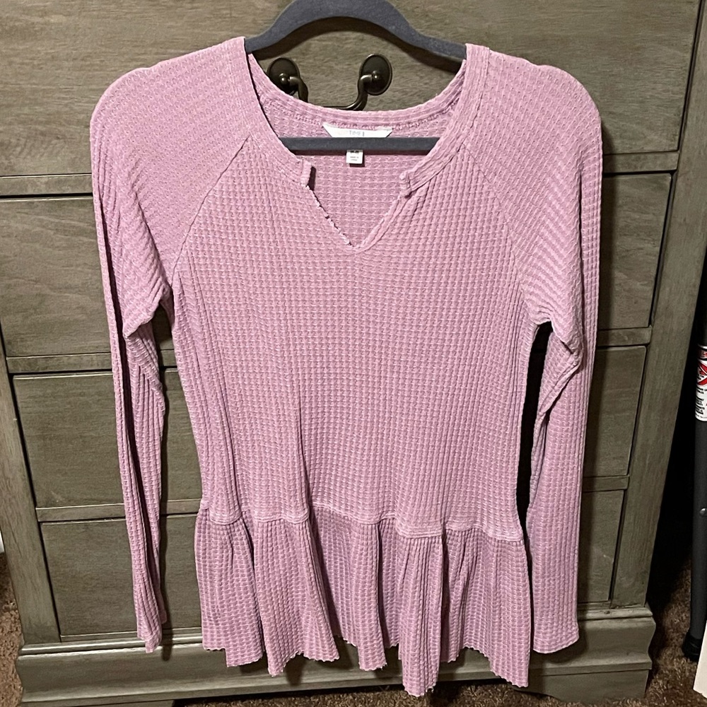 Time and Tru Waffle Knit Peplum Top